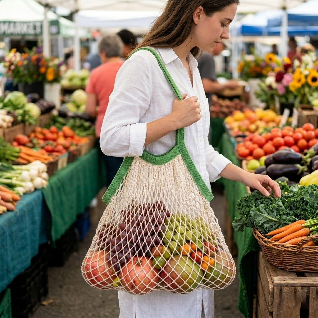 Premium Cotton Mesh Grocery Bag